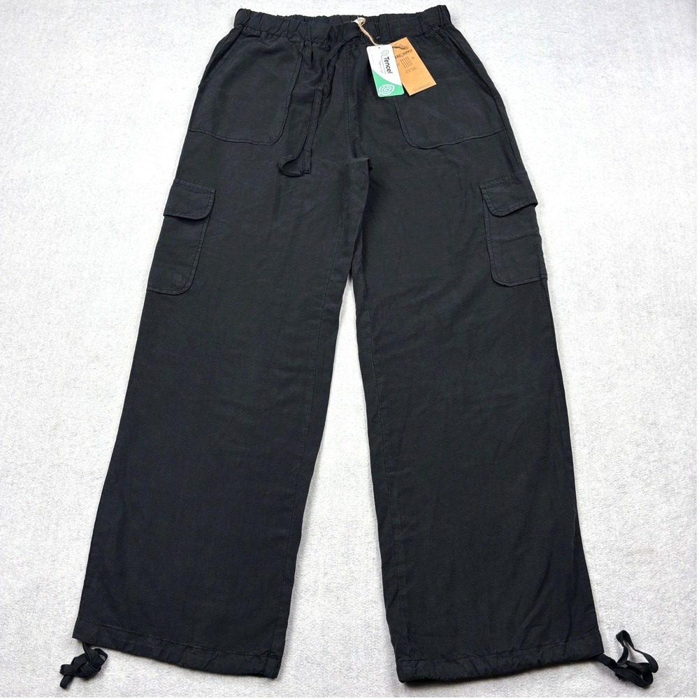 NWT Thread Supply Cargo Pants Womens M Vintage Black Tencel Bungee Hem B1849TCTJ